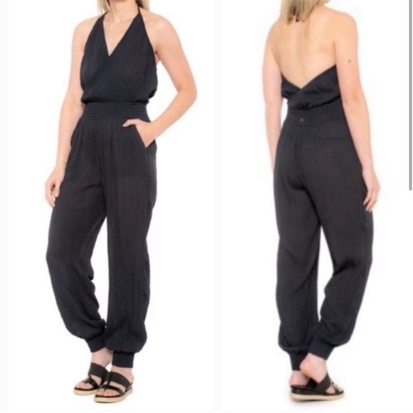 Prana Fernie Jumpsuit Black Halter  New XL - Picture 1 of 9